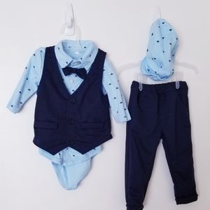 Baby Boys' Outfit Set with Dress Shirt, Vest, Pants, and Bow Tie Gentleman